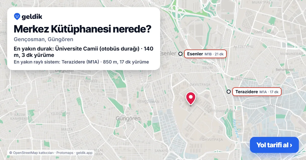 Merkez Kütüphanesi nerede: haritada konumu ve en yakın duraklar, yürüme süreleriyle