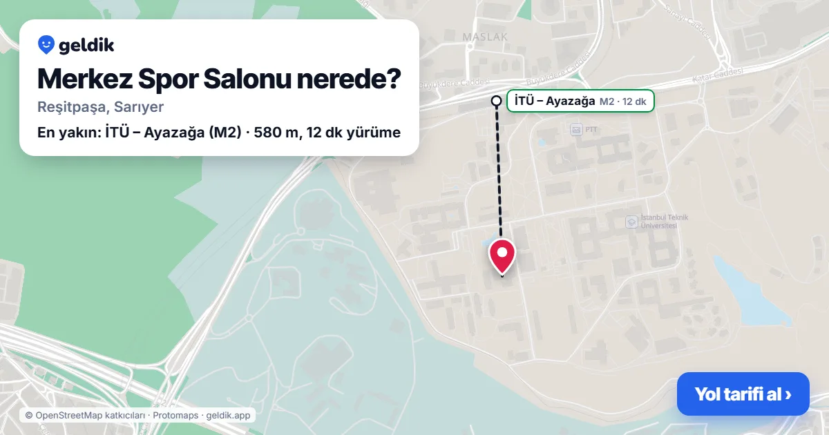 Merkez Spor Salonu nerede: haritada konumu ve en yakın duraklar, yürüme süreleriyle