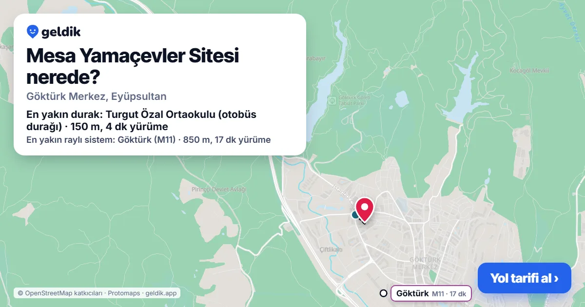 Mesa Yamaçevler Sitesi nerede: haritada konumu ve en yakın duraklar, yürüme süreleriyle