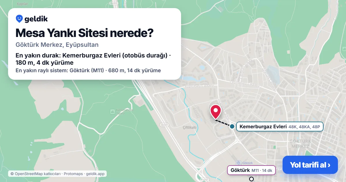 Mesa Yankı Sitesi nerede: haritada konumu ve en yakın duraklar, yürüme süreleriyle