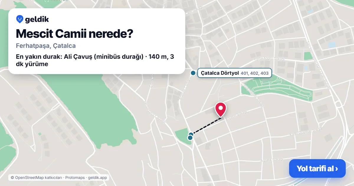 Where is Mescit Camii: map with its location and the nearest stops, with walking times