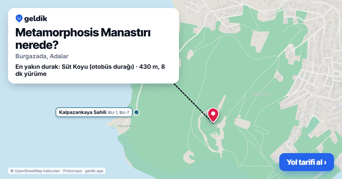Metamorphosis Manastırı nerede: haritada konumu ve en yakın duraklar, yürüme süreleriyle