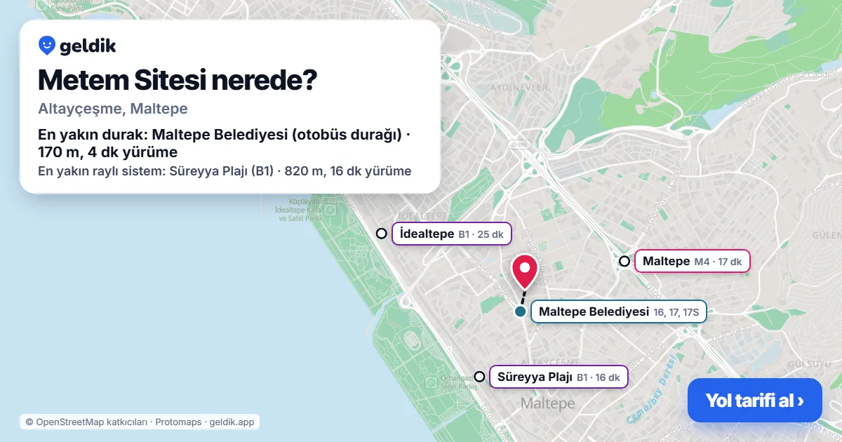 Where is Metem Sitesi: map with its location and the nearest stops, with walking times