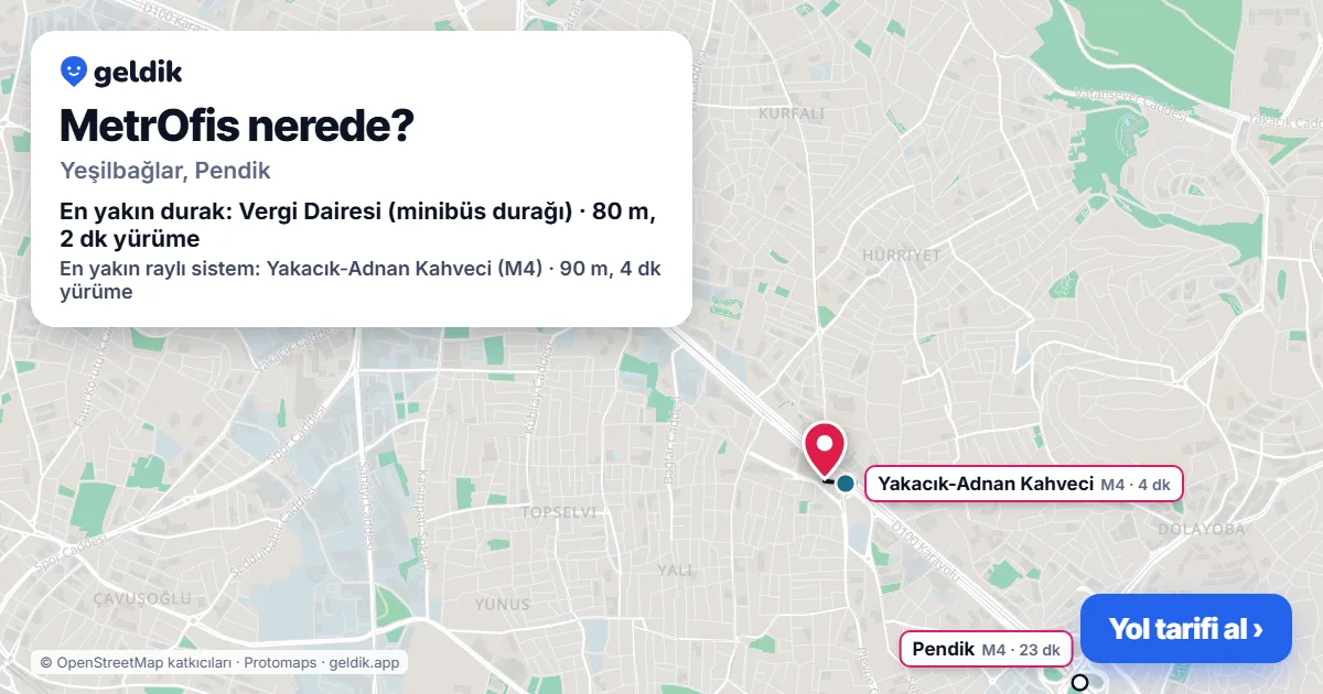 MetrOfis nerede: haritada konumu ve en yakın duraklar, yürüme süreleriyle