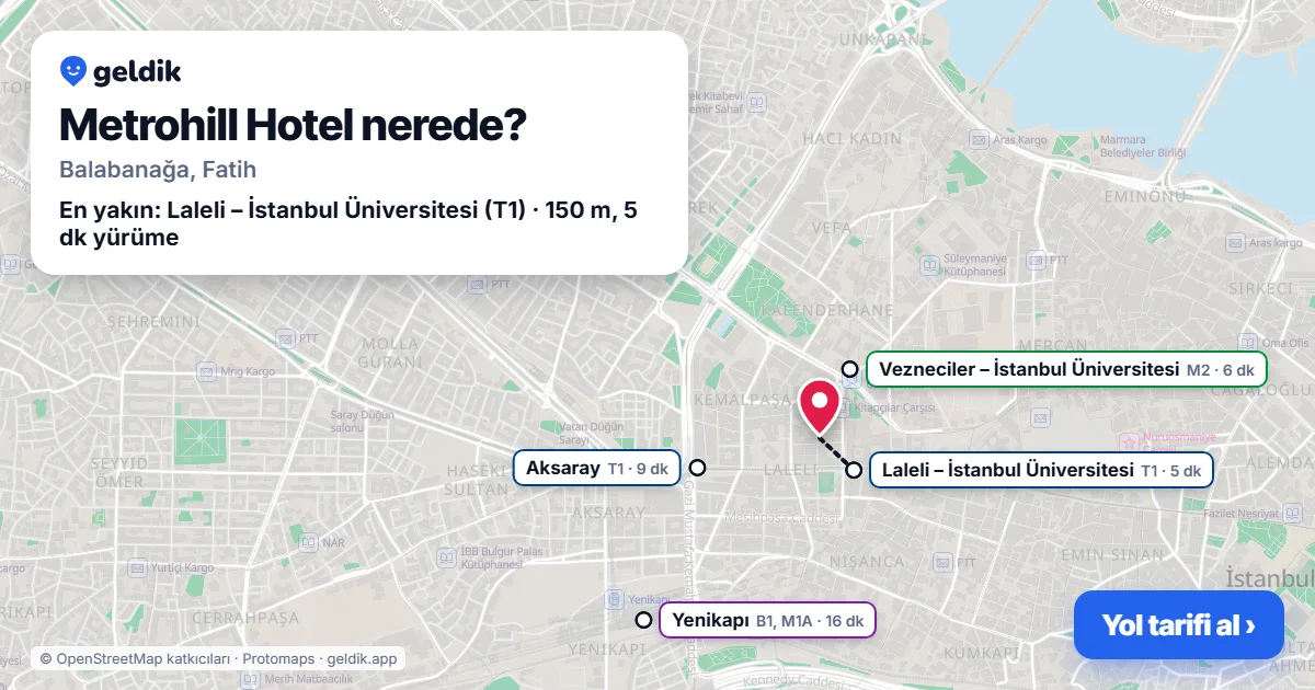 Where is Metrohill Hotel: map with its location and the nearest stops, with walking times