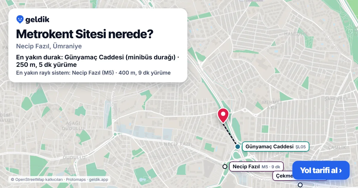 Metrokent Sitesi nerede: haritada konumu ve en yakın duraklar, yürüme süreleriyle