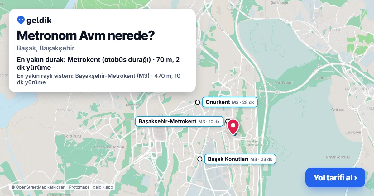 Metronom Avm nerede: haritada konumu ve en yakın duraklar, yürüme süreleriyle