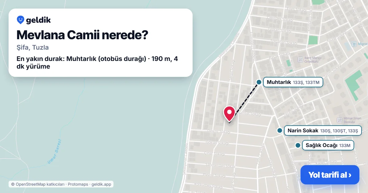 Mevlana Camii nerede: haritada konumu ve en yakın duraklar, yürüme süreleriyle