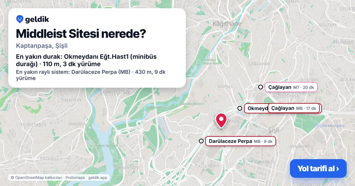 Middleist Sitesi nerede: haritada konumu ve en yakın duraklar, yürüme süreleriyle