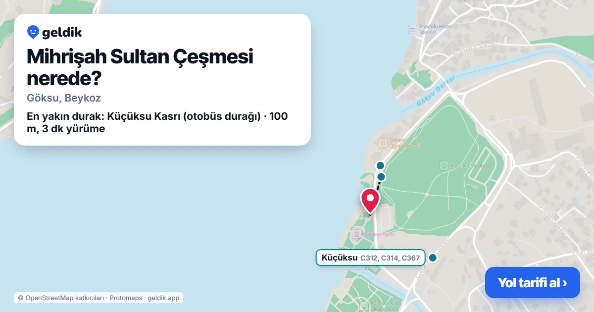 Where is Mihrişah Sultan Çeşmesi: map with its location and the nearest stops, with walking times