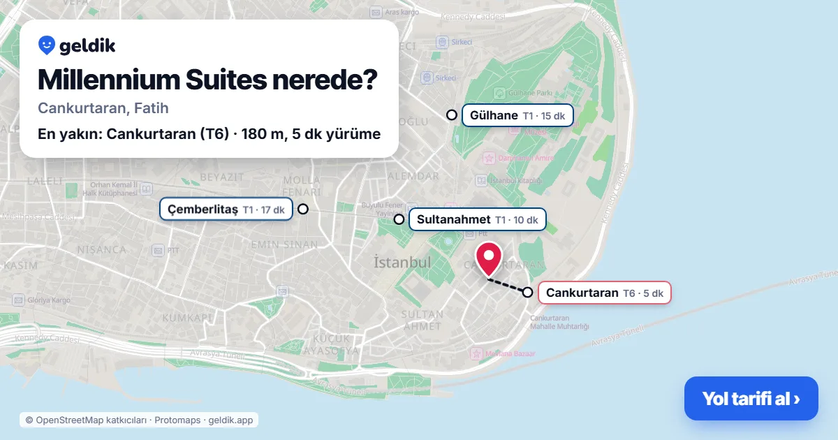 Millennium Suites nerede: haritada konumu ve en yakın duraklar, yürüme süreleriyle