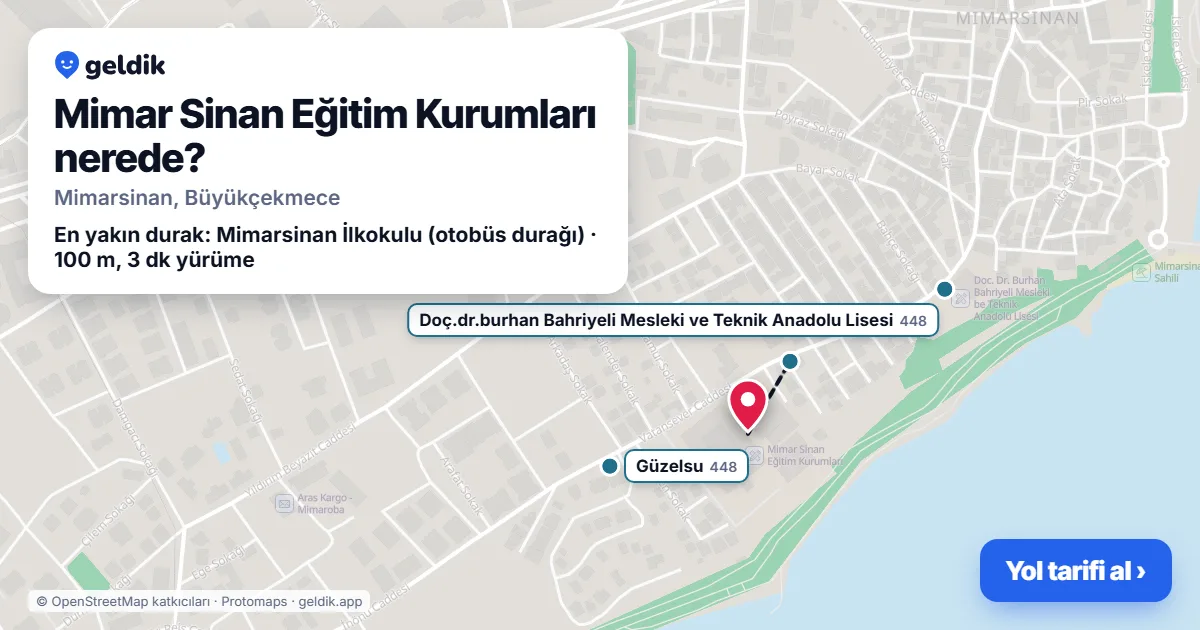 Mimar Sinan Eğitim Kurumları nerede: haritada konumu ve en yakın duraklar, yürüme süreleriyle