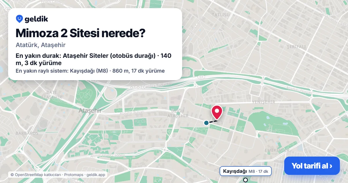 Where is Mimoza 2 Sitesi: map with its location and the nearest stops, with walking times