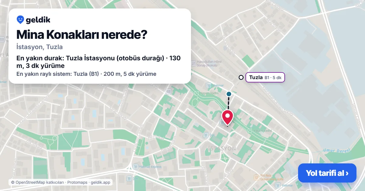 Where is Mina Konakları: map with its location and the nearest stops, with walking times