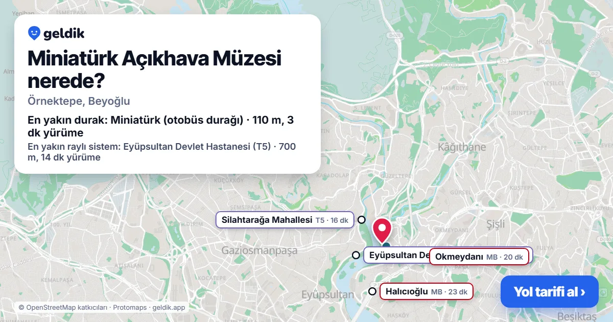 Miniatürk Açıkhava Müzesi nerede: haritada konumu ve en yakın duraklar, yürüme süreleriyle
