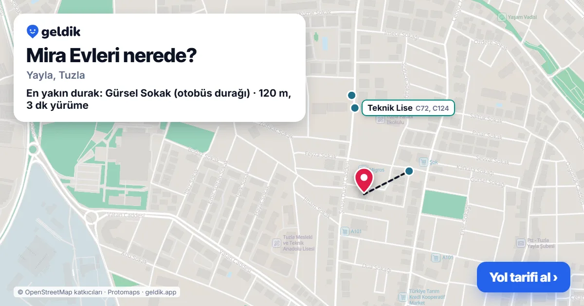 Where is Mira Evleri: map with its location and the nearest stops, with walking times