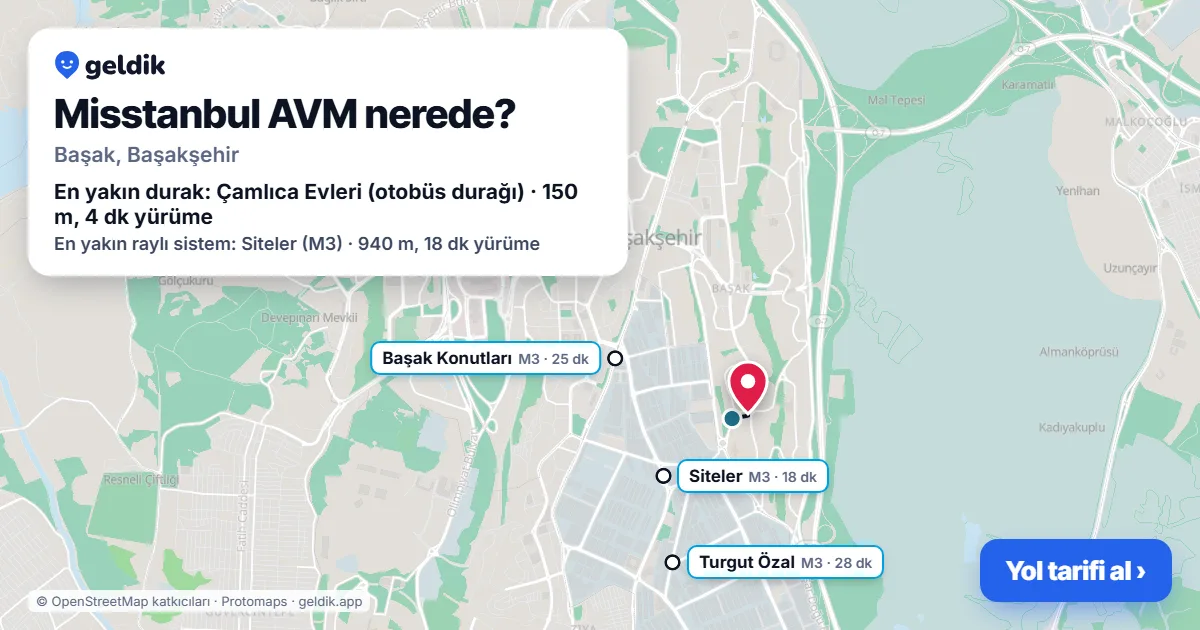 Misstanbul AVM nerede: haritada konumu ve en yakın duraklar, yürüme süreleriyle