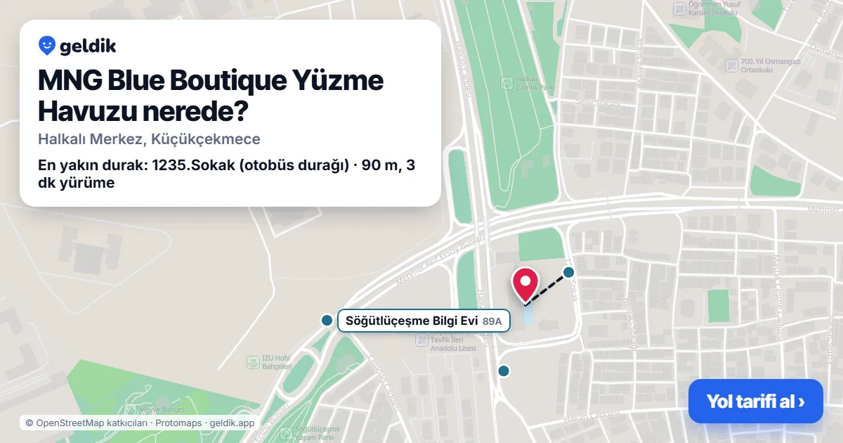 MNG Blue Boutique Yüzme Havuzu nerede: haritada konumu ve en yakın duraklar, yürüme süreleriyle