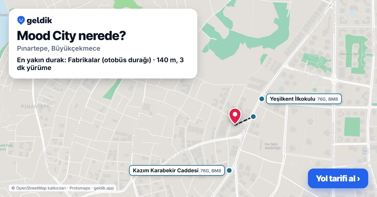 Mood City nerede: haritada konumu ve en yakın duraklar, yürüme süreleriyle