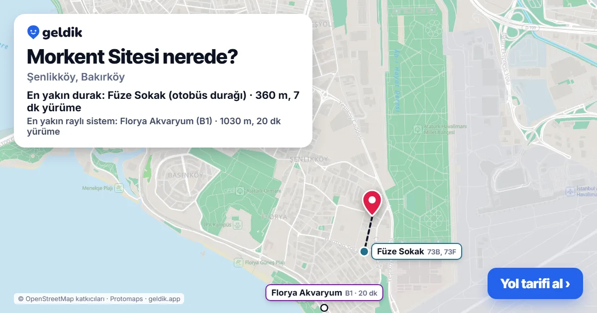 Where is Morkent Sitesi: map with its location and the nearest stops, with walking times