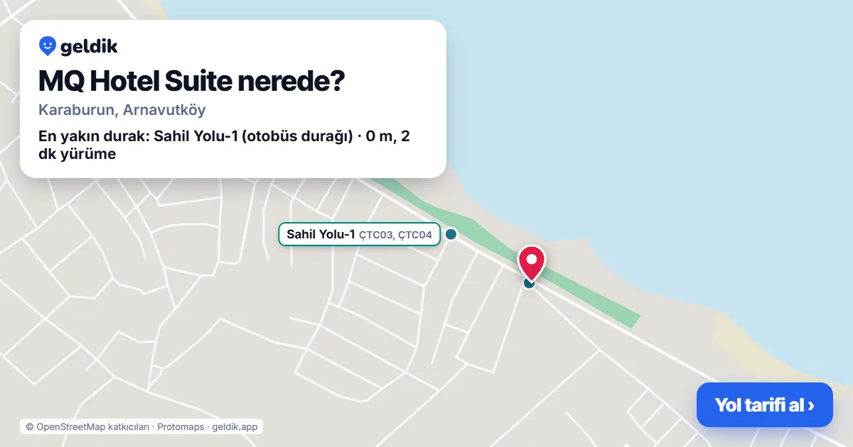 MQ Hotel Suite nerede: haritada konumu ve en yakın duraklar, yürüme süreleriyle