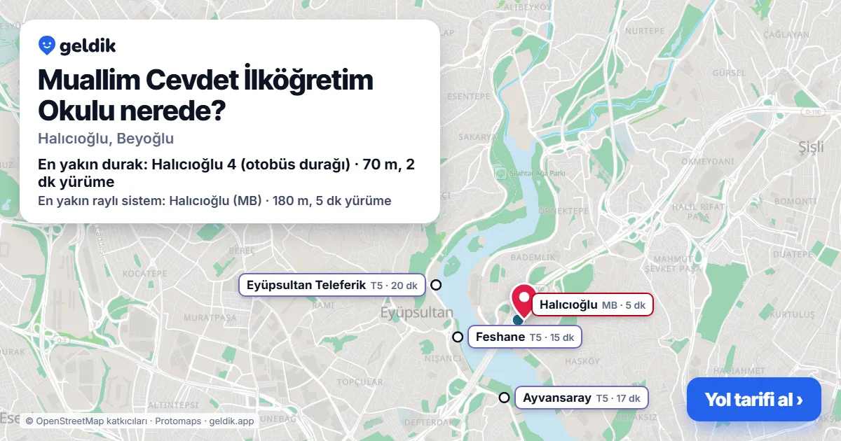 Where is Muallim Cevdet İlköğretim Okulu: map with its location and the nearest stops, with walking times