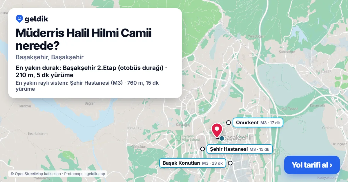 Where is Müderris Halil Hilmi Camii: map with its location and the nearest stops, with walking times