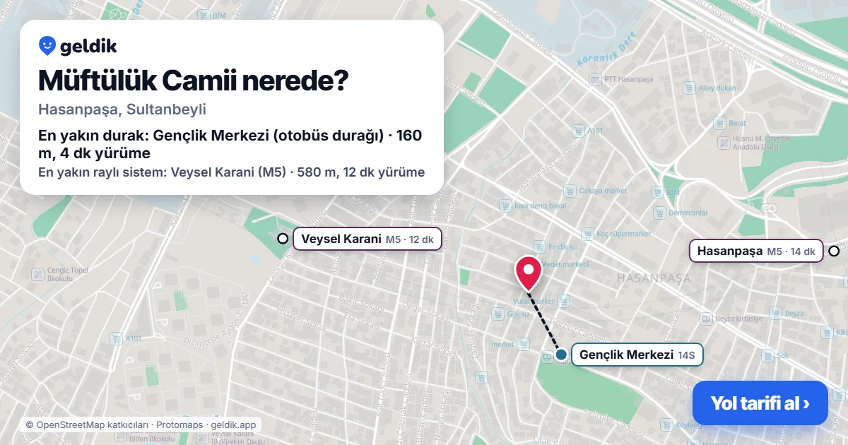 Where is Müftülük Camii: map with its location and the nearest stops, with walking times