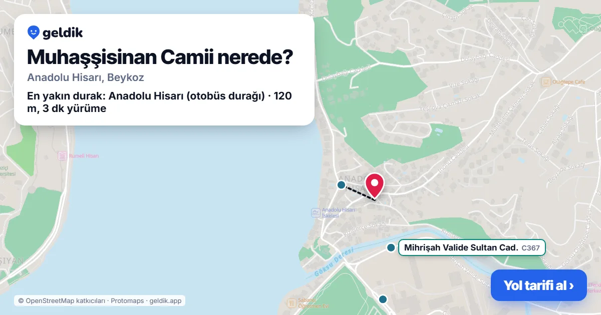 Where is Muhaşşisinan Camii: map with its location and the nearest stops, with walking times