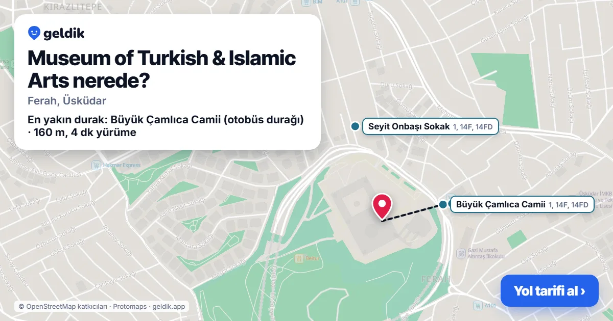 Where is Museum of Turkish & Islamic Arts: map with its location and the nearest stops, with walking times