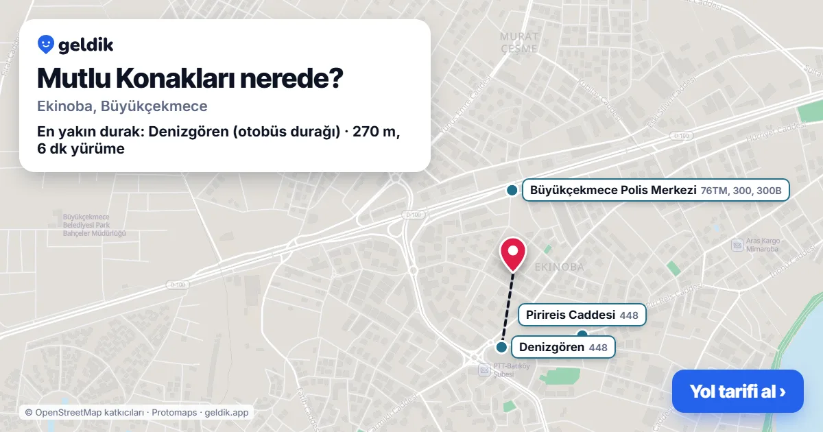 Where is Mutlu Konakları: map with its location and the nearest stops, with walking times