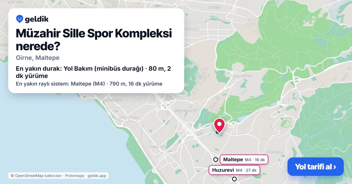 Müzahir Sille Spor Kompleksi nerede: haritada konumu ve en yakın duraklar, yürüme süreleriyle