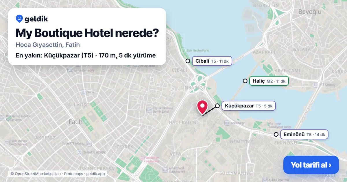 My Boutique Hotel nerede: haritada konumu ve en yakın duraklar, yürüme süreleriyle
