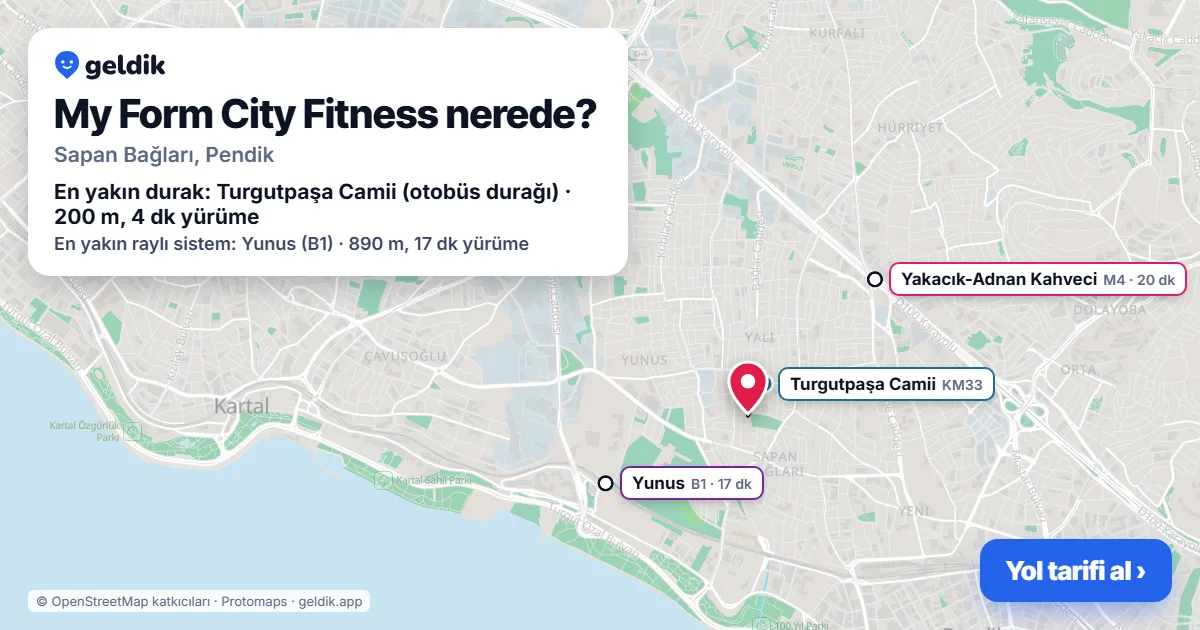 My Form City Fitness nerede: haritada konumu ve en yakın duraklar, yürüme süreleriyle