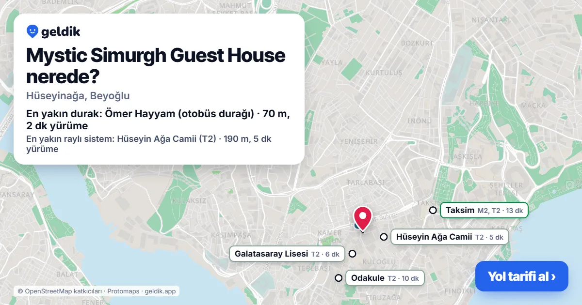 Mystic Simurgh Guest House nerede: haritada konumu ve en yakın duraklar, yürüme süreleriyle