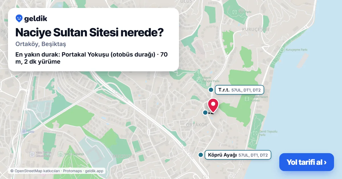 Naciye Sultan Sitesi nerede: haritada konumu ve en yakın duraklar, yürüme süreleriyle