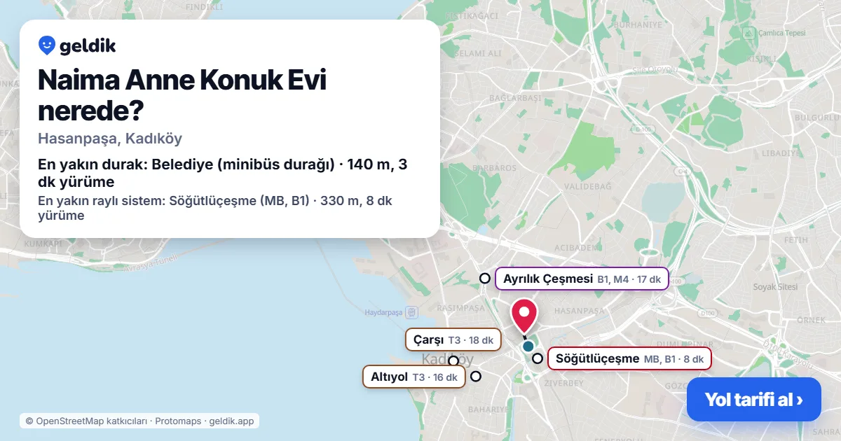 Naima Anne Konuk Evi nerede: haritada konumu ve en yakın duraklar, yürüme süreleriyle