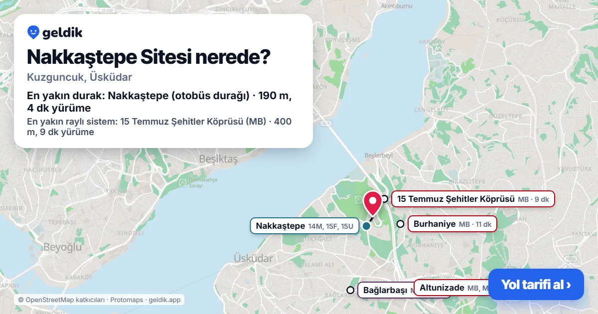 Where is Nakkaştepe Sitesi: map with its location and the nearest stops, with walking times