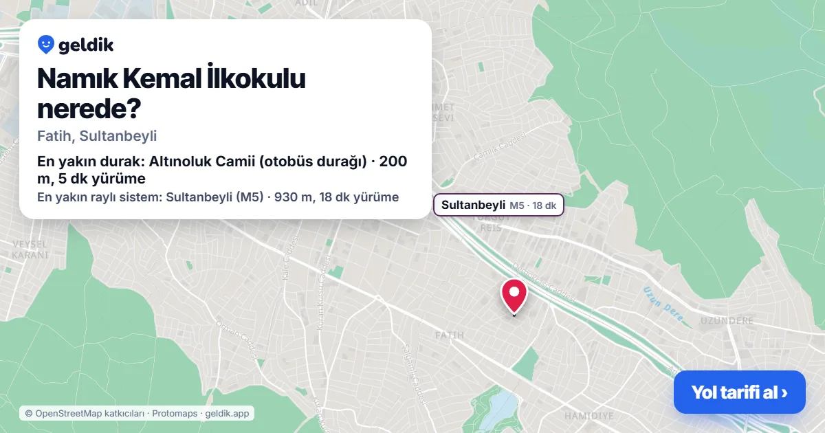 Namık Kemal İlkokulu nerede: haritada konumu ve en yakın duraklar, yürüme süreleriyle
