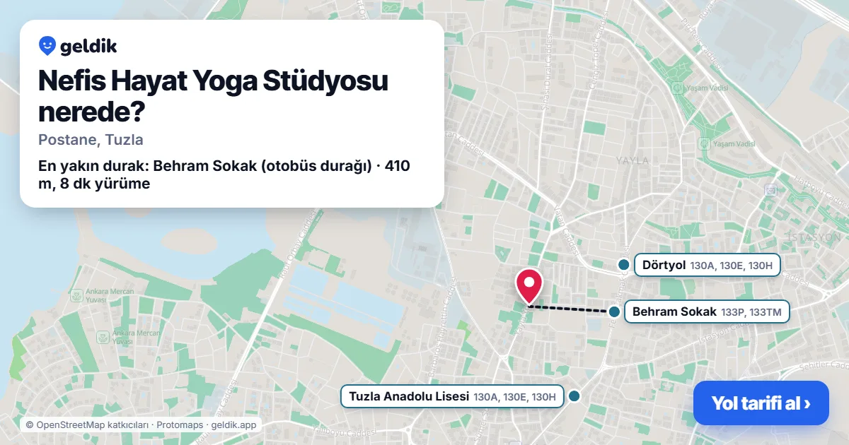 Nefis Hayat Yoga Stüdyosu nerede: haritada konumu ve en yakın duraklar, yürüme süreleriyle