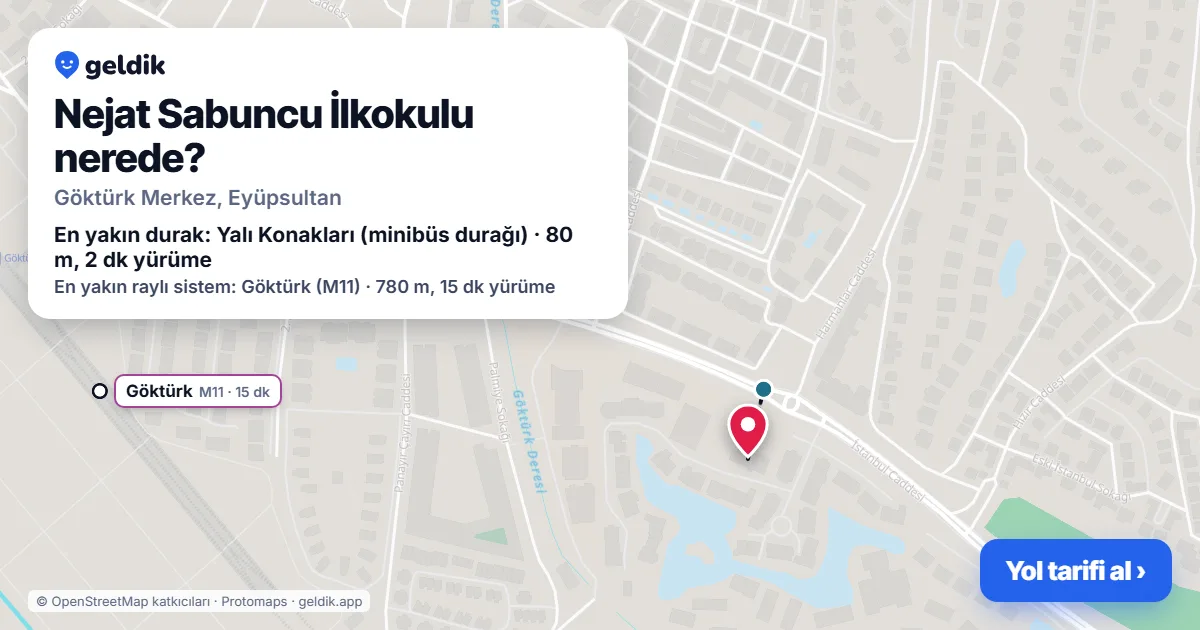 Where is Nejat Sabuncu İlkokulu: map with its location and the nearest stops, with walking times