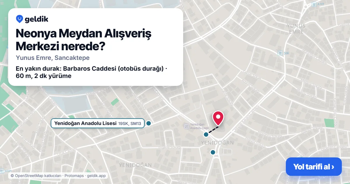 Neonya Meydan Alışveriş Merkezi nerede: haritada konumu ve en yakın duraklar, yürüme süreleriyle