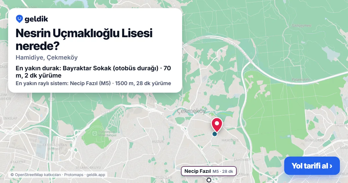 Where is Nesrin Uçmaklıoğlu Lisesi: map with its location and the nearest stops, with walking times