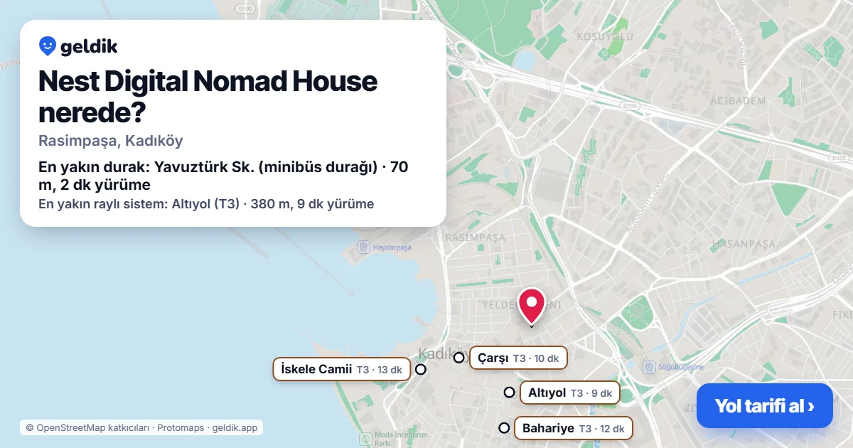 Where is Nest Digital Nomad House: map with its location and the nearest stops, with walking times