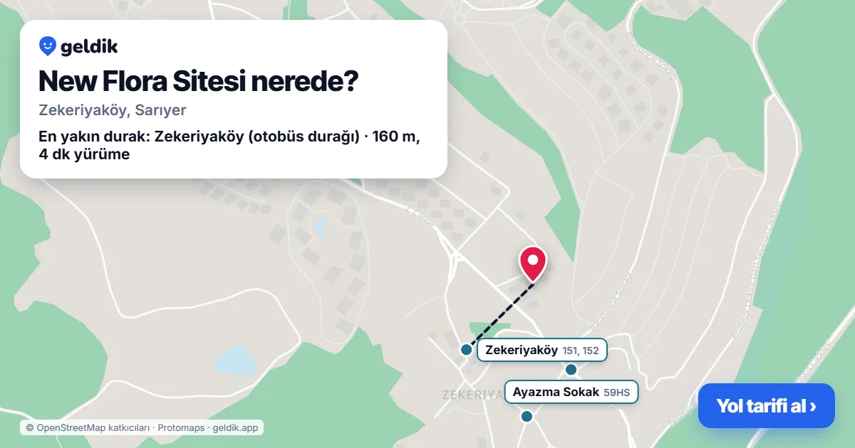 New Flora Sitesi nerede: haritada konumu ve en yakın duraklar, yürüme süreleriyle