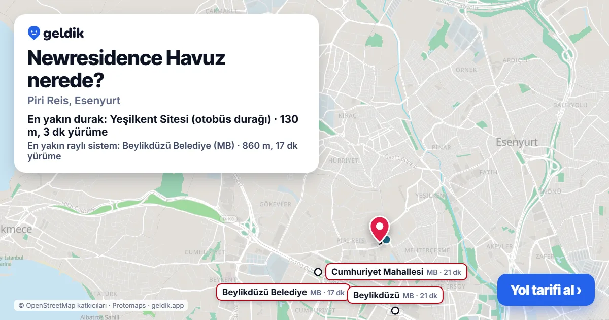 Where is Newresidence Havuz: map with its location and the nearest stops, with walking times