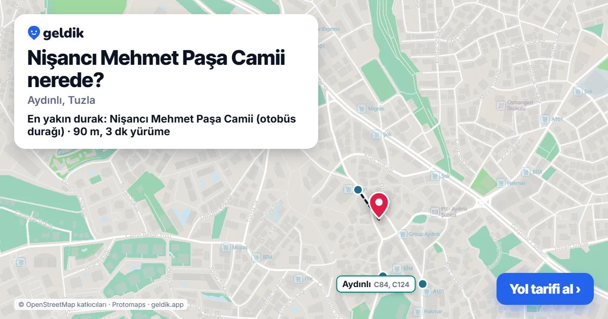 Nişancı Mehmet Paşa Camii nerede: haritada konumu ve en yakın duraklar, yürüme süreleriyle