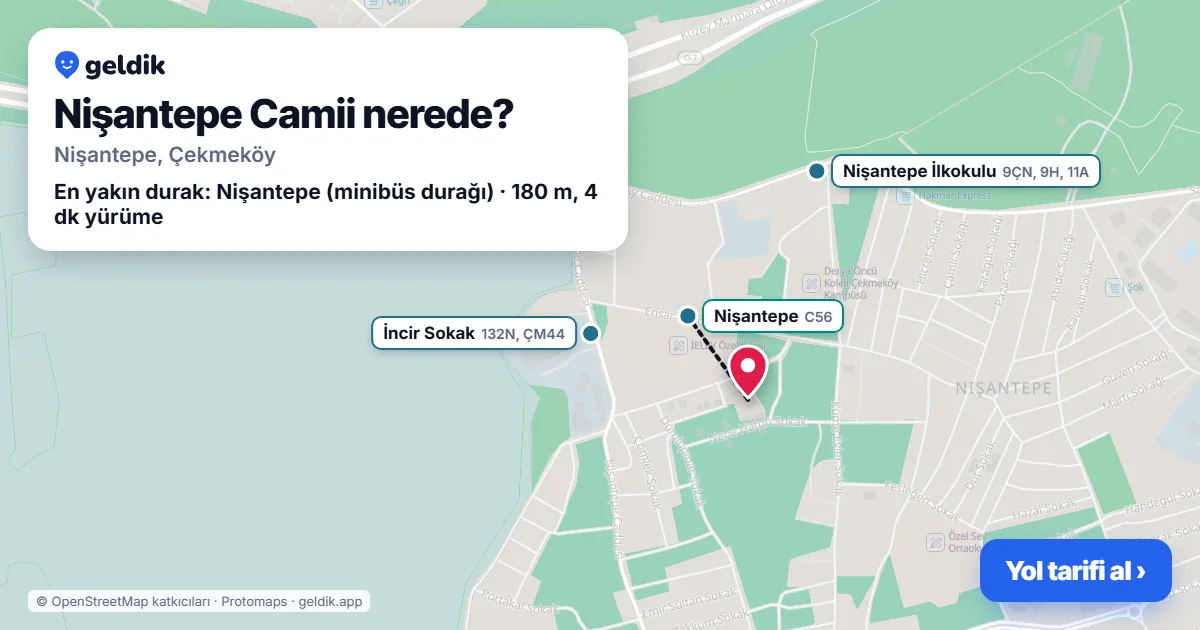 Nişantepe Camii nerede: haritada konumu ve en yakın duraklar, yürüme süreleriyle