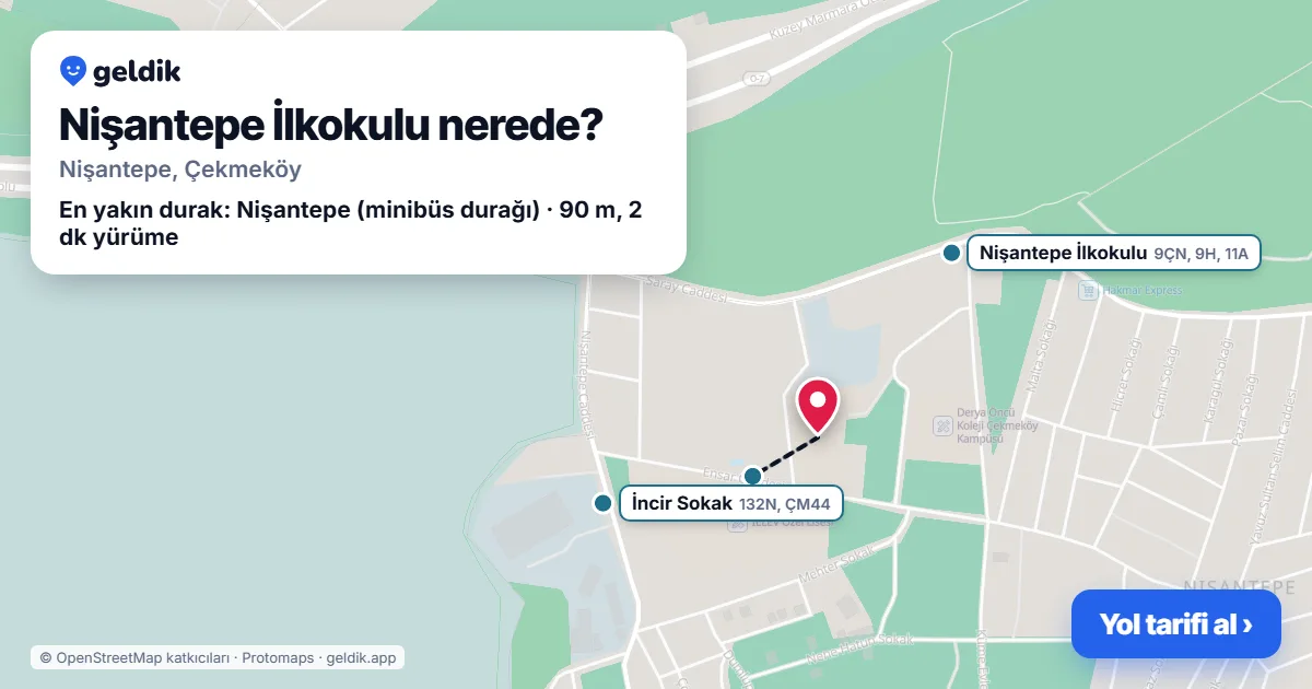 Nişantepe İlkokulu nerede: haritada konumu ve en yakın duraklar, yürüme süreleriyle
