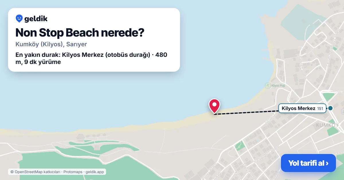 Non Stop Beach nerede: haritada konumu ve en yakın duraklar, yürüme süreleriyle